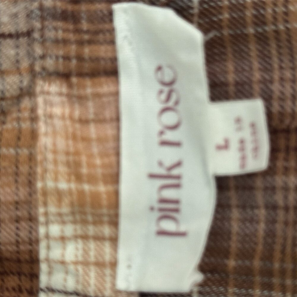 Pink Rose brown plaid flannel shirt - Picture 3 of 3